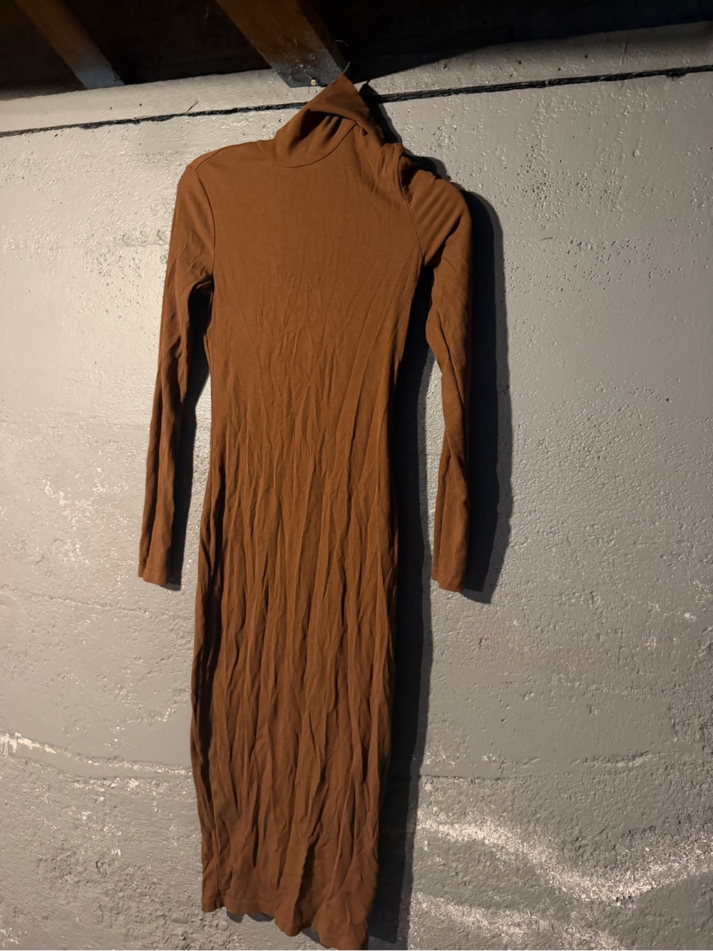 SHEIN Long Sleeve Turtleneck Maxi Dress in Brown
